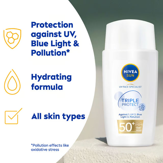NIVEA SUN UV Face Specialist Triple Protect Sun Cream Fluid SPF50+ 40ml